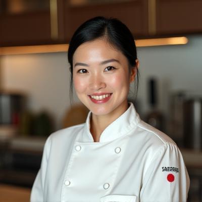 料理部門責任者、佐藤由美氏のプロフェッショナルなポートレート