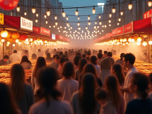 東京ラーメンフェストの賑やかな様子、参加者が様々なラーメンを試食している