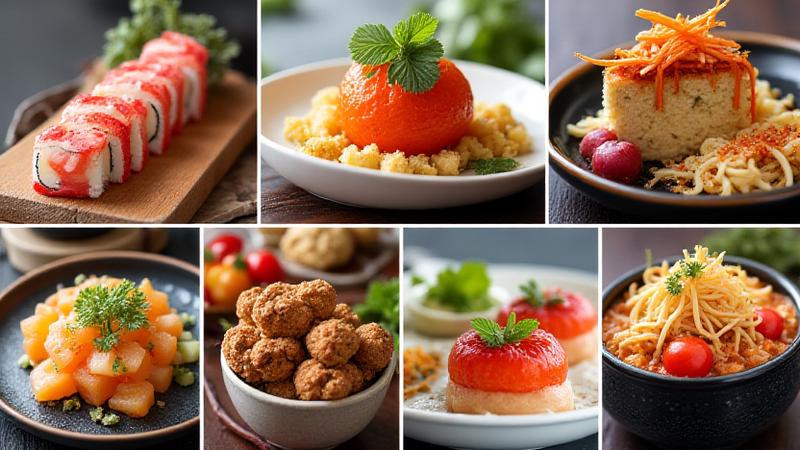 Artfully arranged collage of diverse, high-quality food photography.
