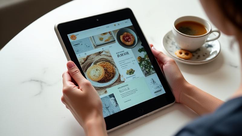 Tablet displaying an online culinary magazine article